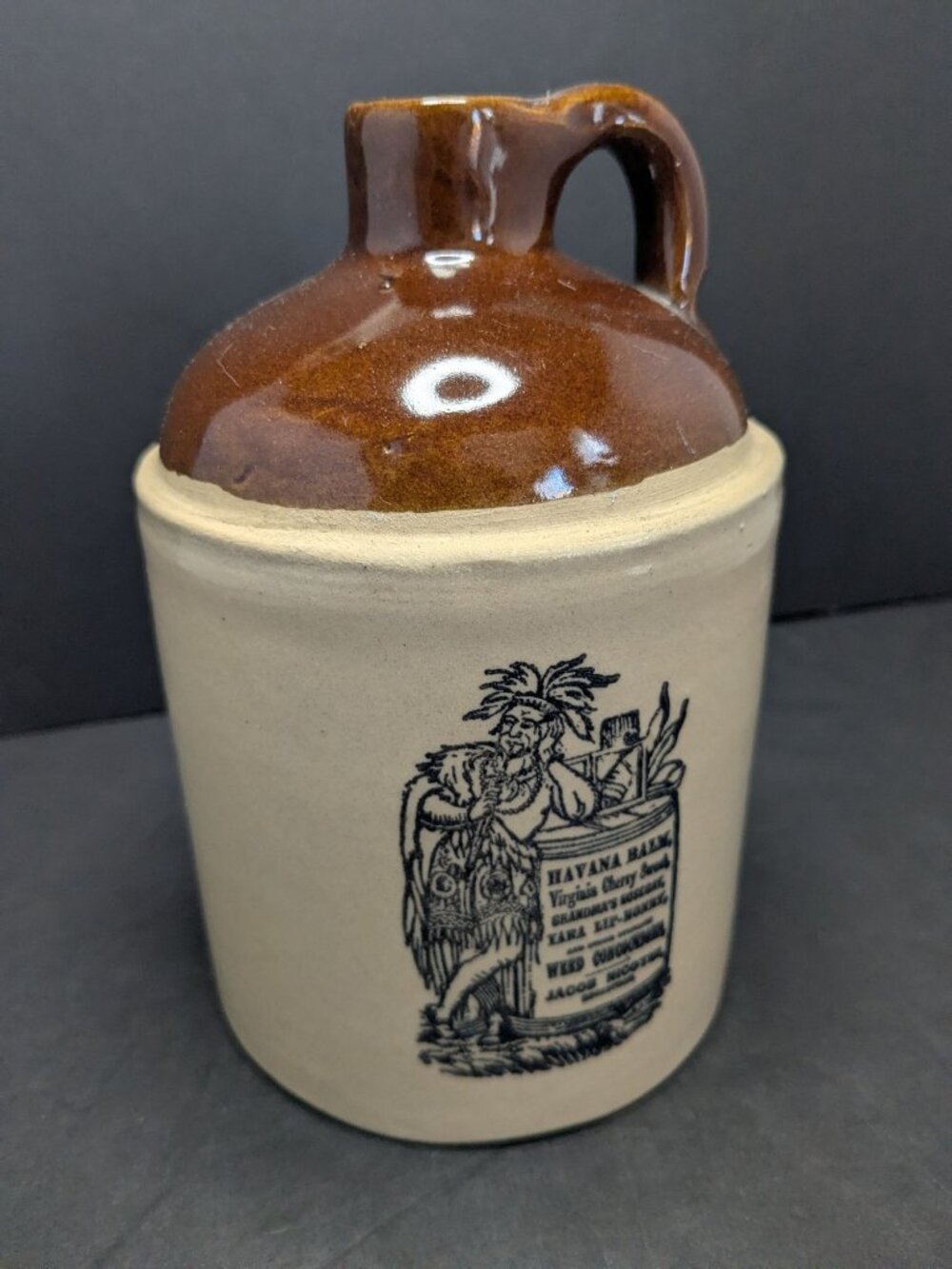 Vtg. Holt Howard Brown Beige Jug Bottle 1949-54  Rustic USA Havan Balm 6.5"X4.25